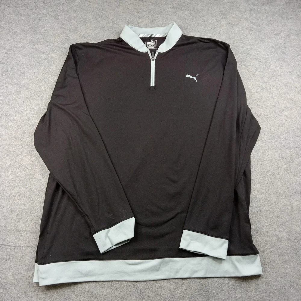 Puma Golf Pullover Mens 2XL Black 1/4 Zip Long‎ Sleeve Stretch Athletic Golf Top